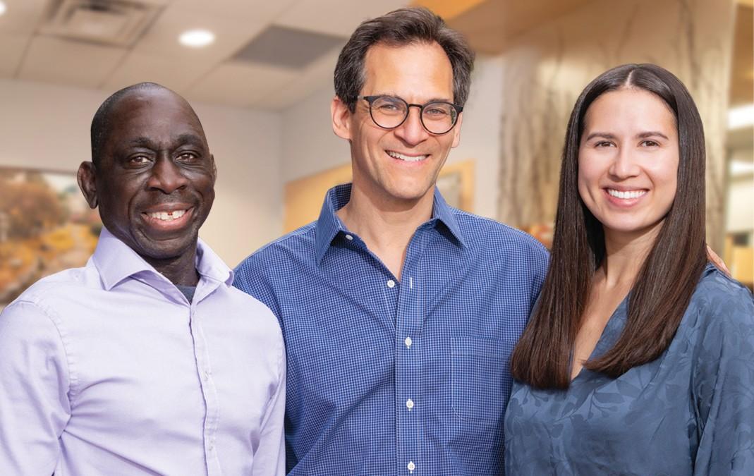 Top surgeons in Boulder, CO. On the left, Dr. Akin Beckley, in the middle: Dr. Richard Fox and on the right Trisha Quon, PA-C